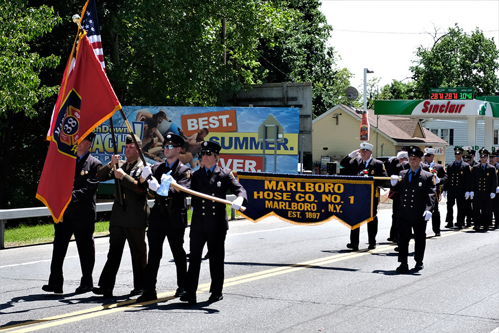 The Marlboro Company marched in the town’s Memorial Day Parade in May 2019. Chief Erick Masten is pictured directly behind the banner.